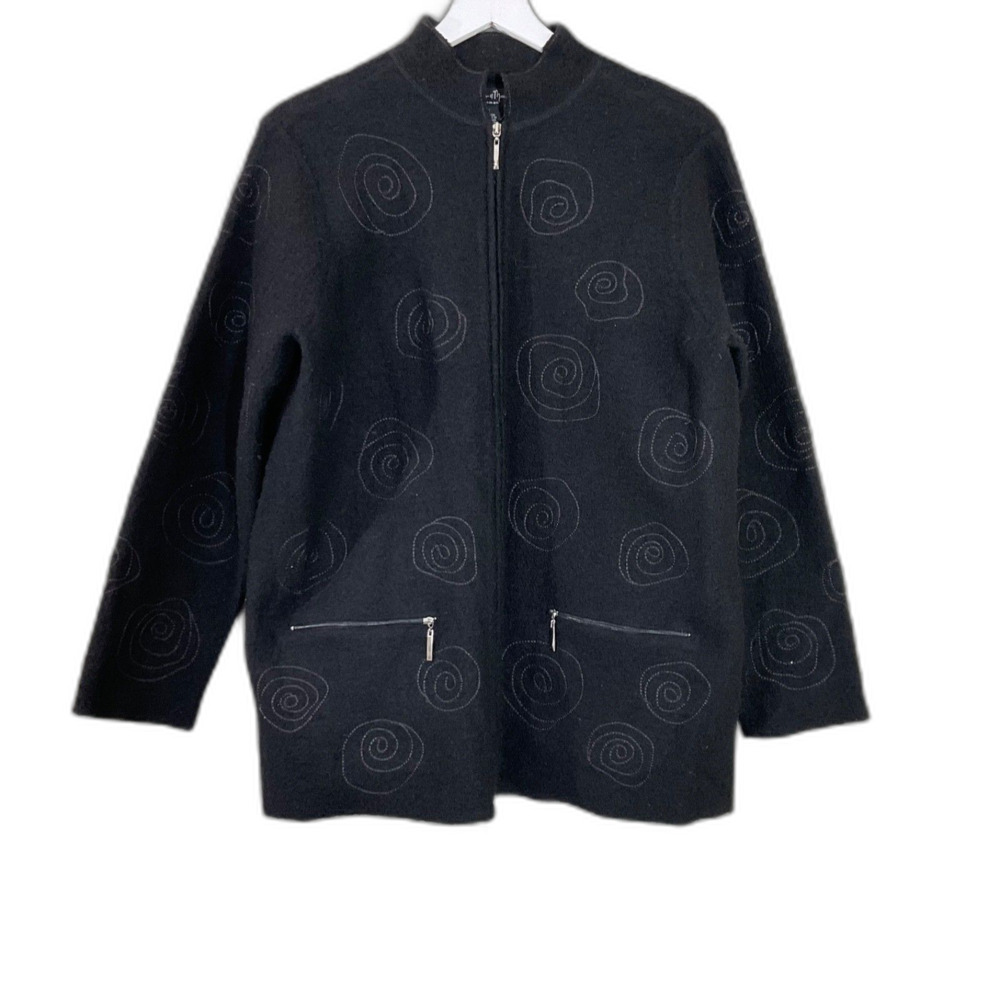 Mercer And Madison Boiled Wool Full Zip embroidered Jacket Spiral Sz 1X EUC